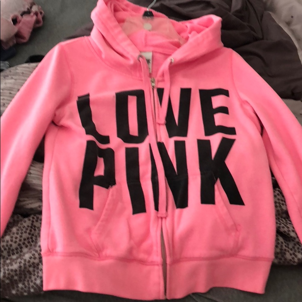VS PINK SMALL ZIP UP SWEATER